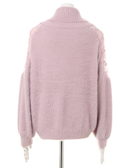 INGNI（イング） ショルダーシアーオフタートルニット ﾗﾍﾞﾝﾀﾞｰ/ﾋﾟﾝｸ