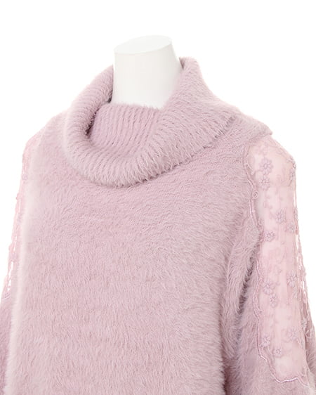 INGNI（イング） ショルダーシアーオフタートルニット ﾗﾍﾞﾝﾀﾞｰ/ﾋﾟﾝｸ