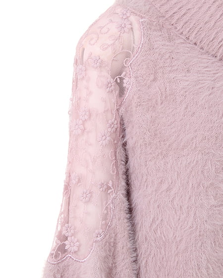 INGNI（イング） ショルダーシアーオフタートルニット ﾗﾍﾞﾝﾀﾞｰ/ﾋﾟﾝｸ