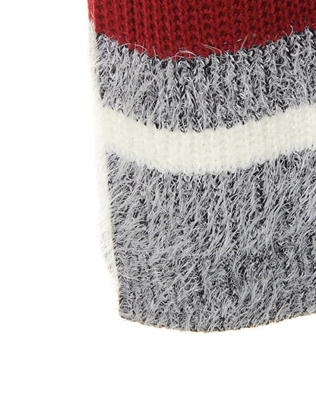 INGNI(イング) 3カラーボーダーニット オフホワイト/ボルドー