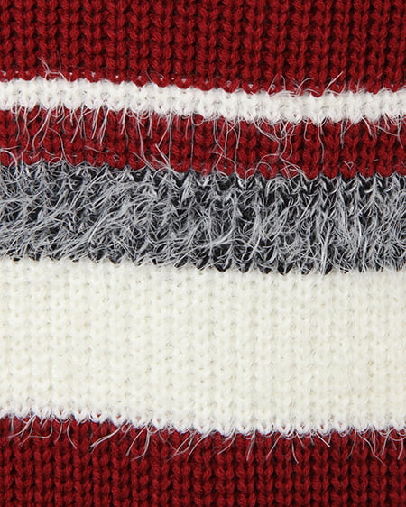 INGNI(イング) 3カラーボーダーニット オフホワイト/ボルドー