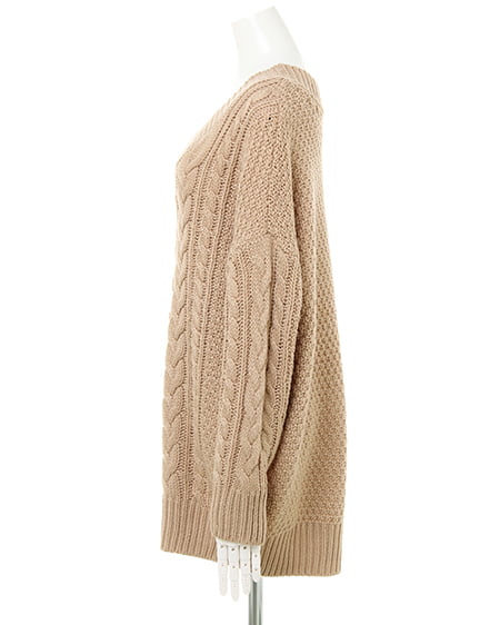 INGNI（イング） ダーリンVネックチュニックニット ﾍﾞｰｼﾞｭ