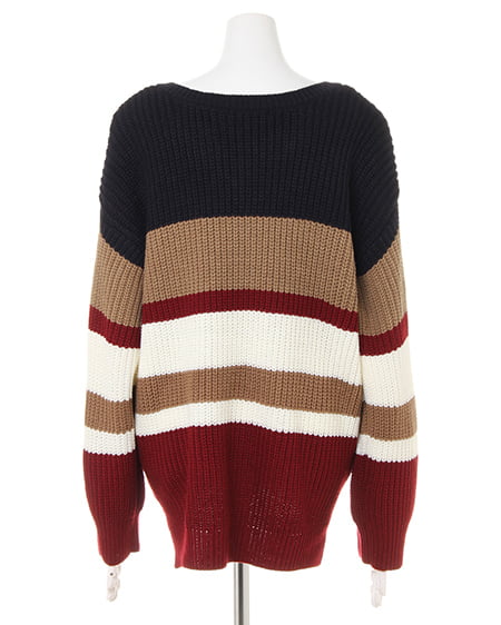 INGNI（イング） 配色Vネック／ニット ｺﾝ/ｷｬﾒﾙ