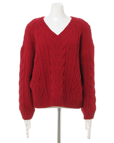 INGNI（イング） ケーブルモール／Vネックニット ﾎﾞﾙﾄﾞｰ