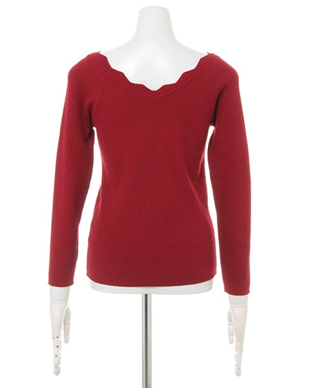 INGNI（イング） リブスカラップ／Vネックニット ﾎﾞﾙﾄﾞｰ