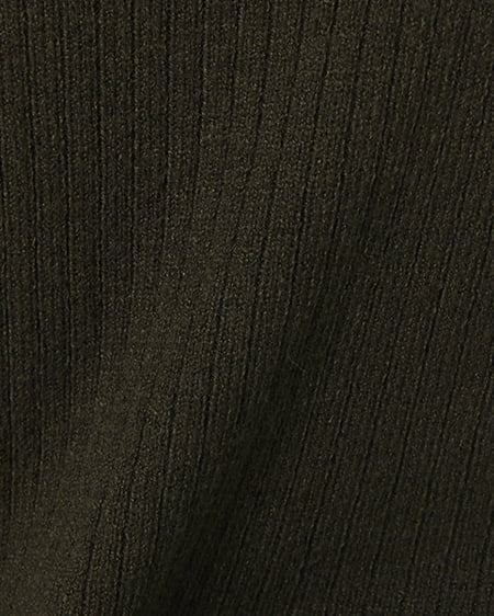 INGNI（イング） リブフリルハイネック／7分袖トップス ｶｰｷ