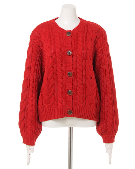 INGNI（イング） ケーブルクルーネック／ショートカーディガン ｱｶ