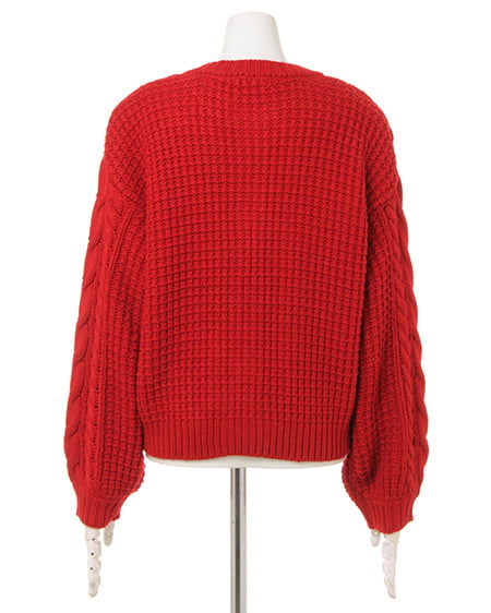 INGNI（イング） ケーブルクルーネック／ショートカーディガン ｱｶ