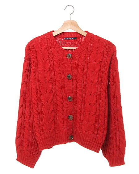 INGNI(イング) ケーブルクルーネック／ショートカーディガン ｱｶ