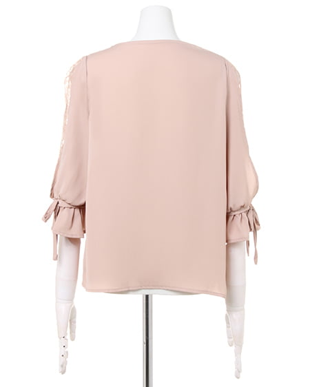 INGNI（イング） スクエアネック袖割れトロミ／ブラウス ﾋﾟﾝｸﾍﾞｰｼﾞｭ