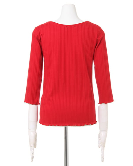 INGNI(イング) イレギュラーリブスクエアネックトップス/7分袖 アカ