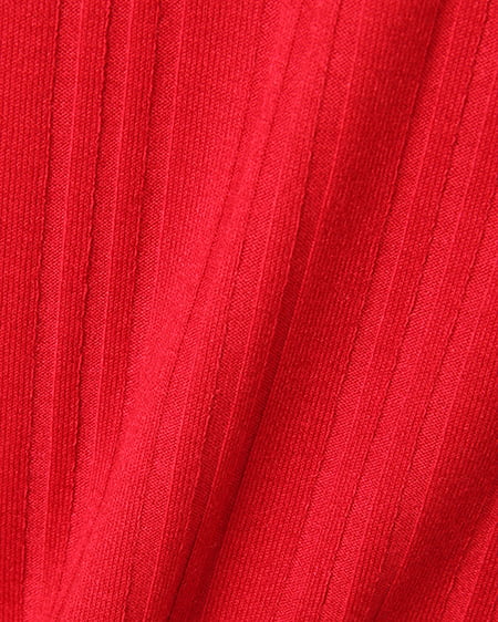 INGNI(イング) イレギュラーリブスクエアネックトップス/7分袖 アカ