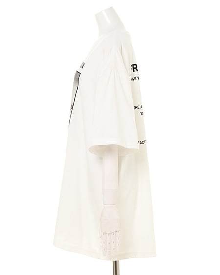 INGNI(イング) モノクロ転写チュニックTシャツ オフホワイト