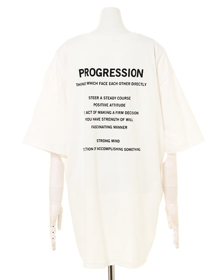 INGNI(イング) モノクロ転写チュニックTシャツ オフホワイト