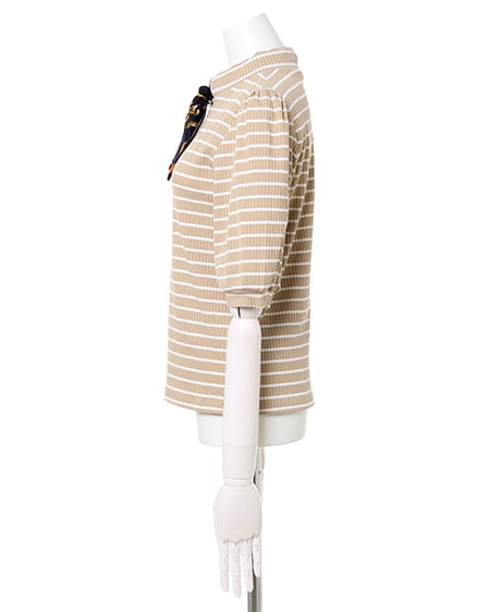 INGNI（イング） リブスカーフ付トップスA ﾍﾞｰｼﾞｭ/ｵﾌﾎﾜｲﾄ