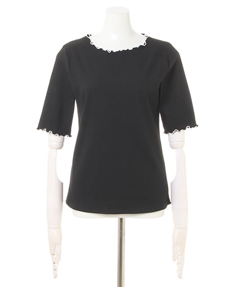 INGNI（イング） リブメロー／クルーネックトップス ｸﾛ/A