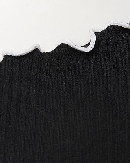 INGNI（イング） リブメロー／クルーネックトップス ｸﾛ/A