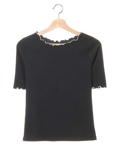 INGNI(イング) リブメロー／クルーネックトップス ｸﾛ/A