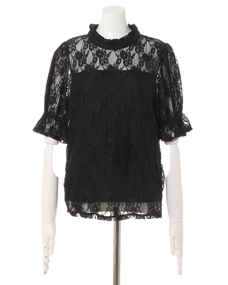 INGNI（イング） レースハイネックキャンディー袖／トップス ｸﾛ