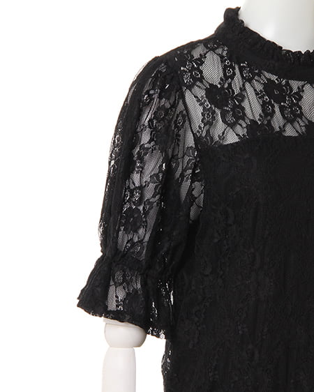 INGNI（イング） レースハイネックキャンディー袖／トップス ｸﾛ