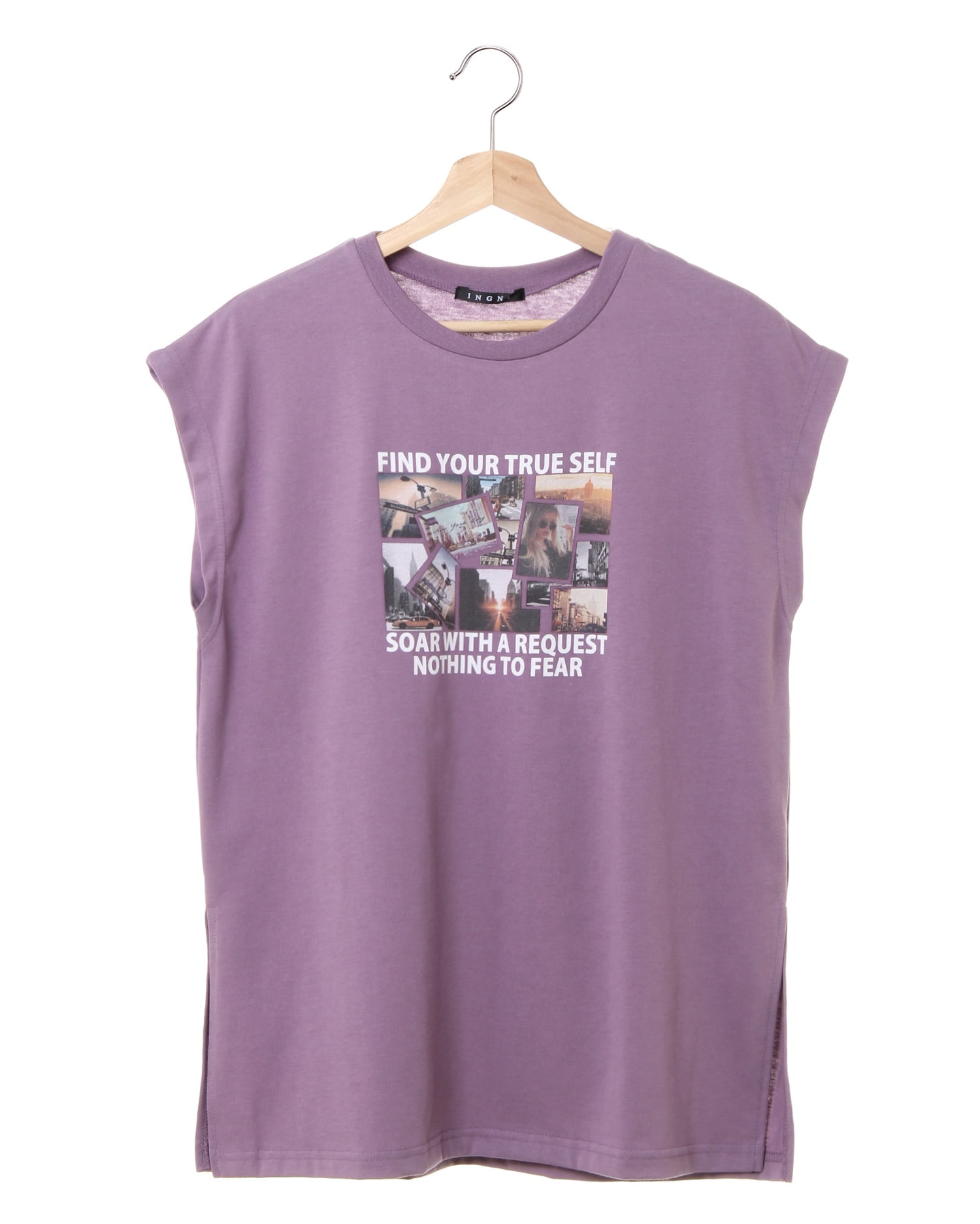 フレンチスリーブ／転写プリント／チュニックTシャツ｜INGNI(イング 