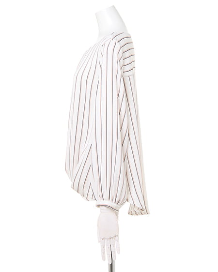 INGNI（イング） 裾タックバー付トロミ／ブラウス ｵﾌﾎﾜｲﾄ/ｽﾄﾗｲﾌﾟ