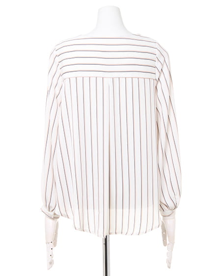 INGNI（イング） 裾タックバー付トロミ／ブラウス ｵﾌﾎﾜｲﾄ/ｽﾄﾗｲﾌﾟ