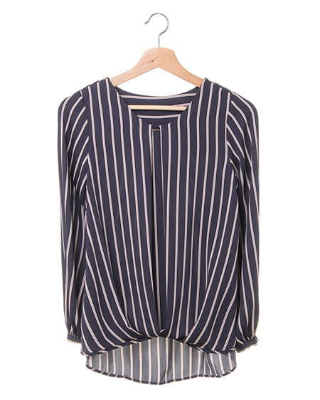 INGNI(イング) 裾タックバー付トロミ／ブラウス ｺﾝ/ｽﾄﾗｲﾌﾟ