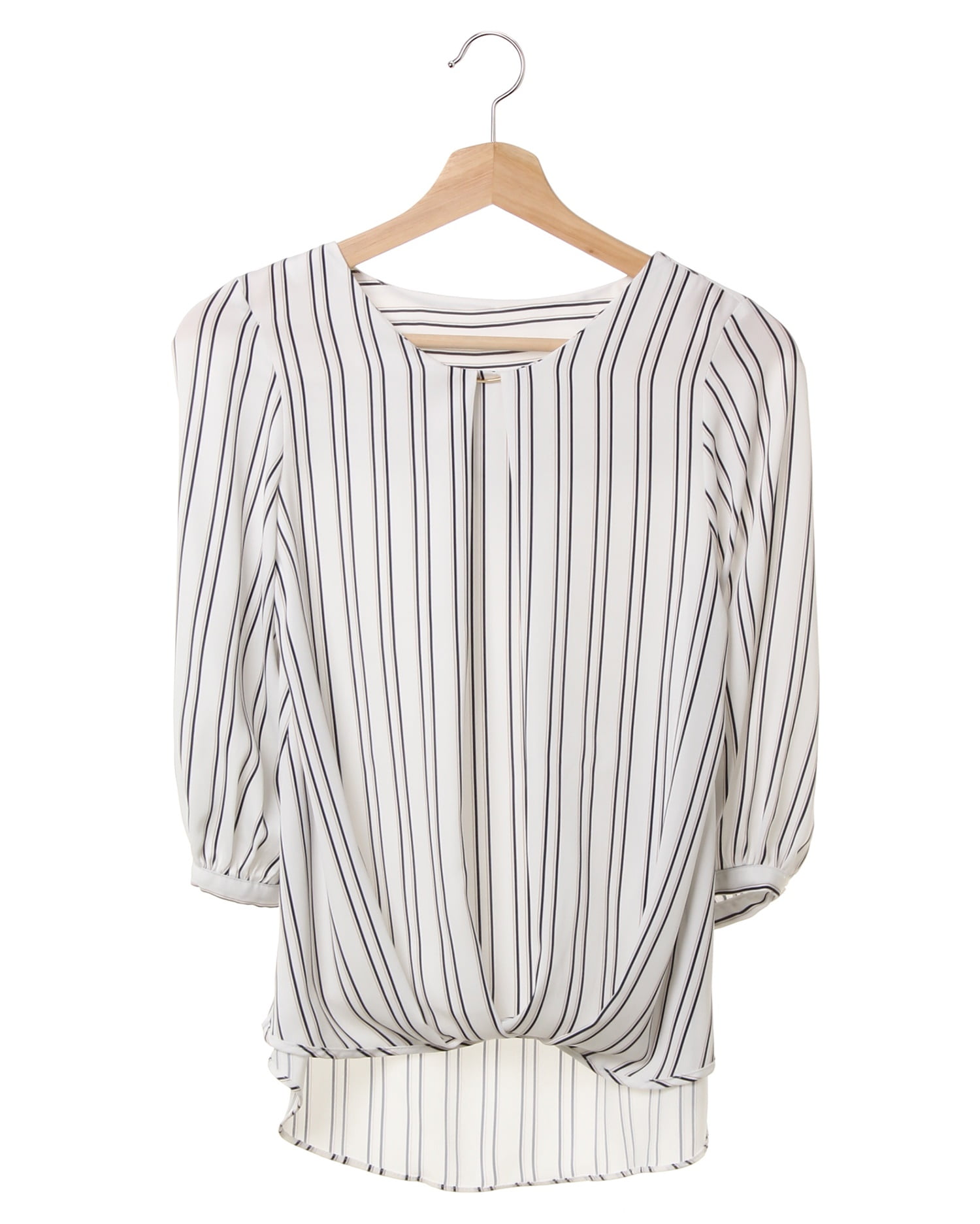 ストライプ裾タックピン付トロミブラウス／7分袖｜INGNI(イング) 公式