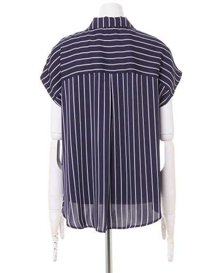 INGNI（イング） 開襟トロミ裾タック／シャツ／A ｺﾝ/ｽﾄﾗｲﾌﾟ