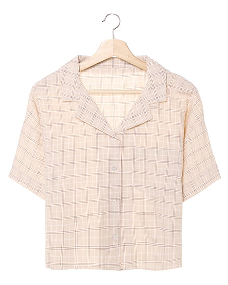 開襟／チェック柄シャツ