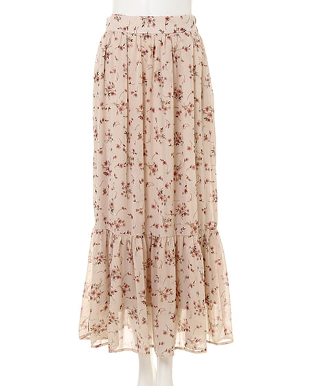 INGNI（イング） 花柄シフォンティアードロング／スカート ｱｲﾎﾞﾘｰ