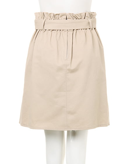 INGNI（イング） リボンベルト付きサイドボタン台形スカート ﾍﾞｰｼﾞｭ