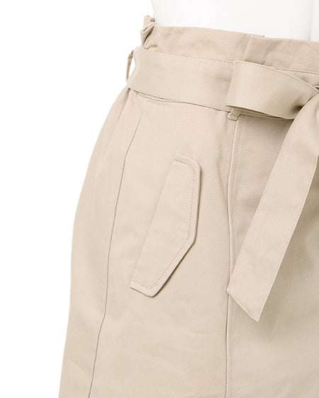 INGNI（イング） リボンベルト付きサイドボタン台形スカート ﾍﾞｰｼﾞｭ