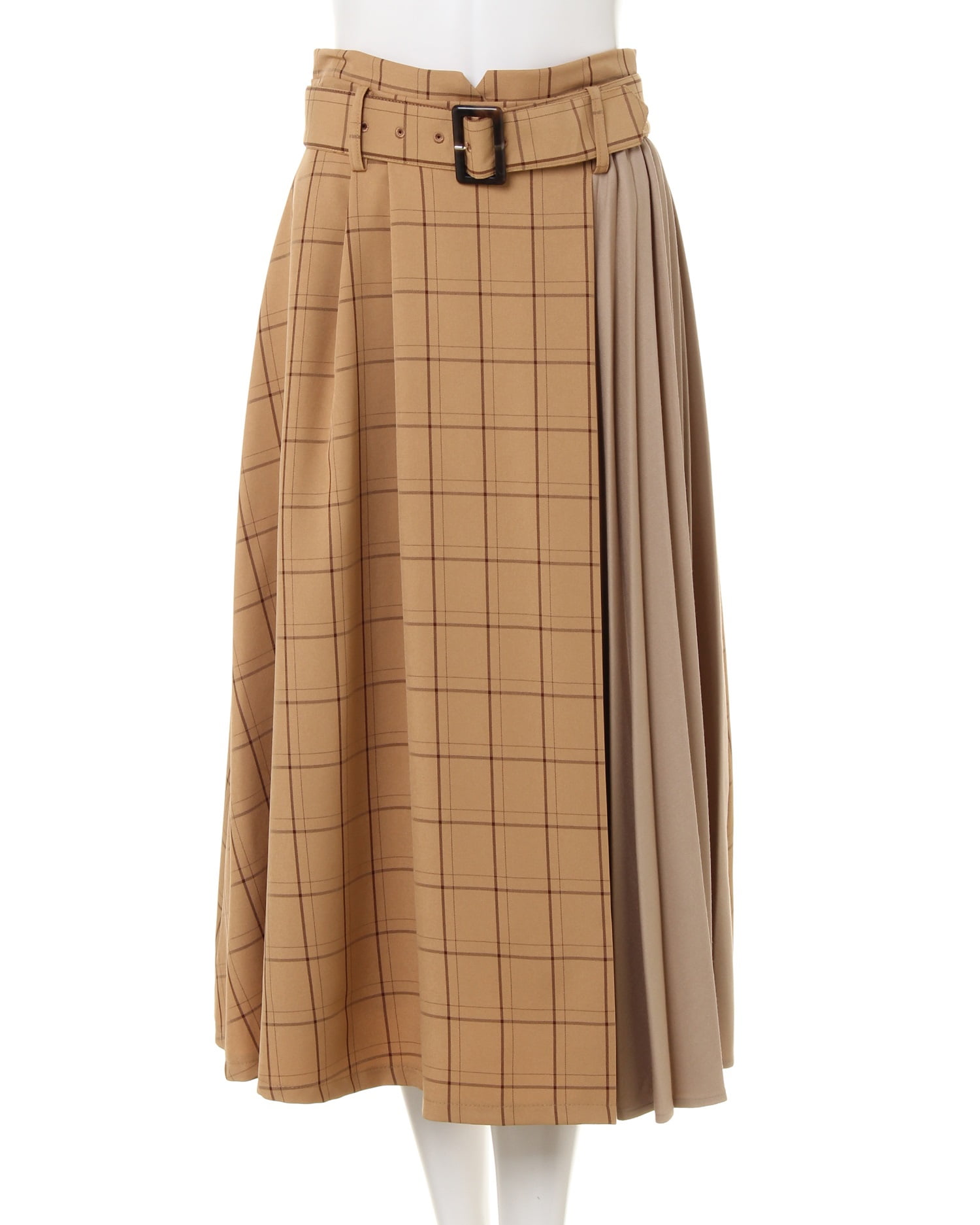 PEARLY GATESプリーツ切替 スカート チェック柄 ベージュ系サイズ0 PEARLY GATESプリーツ切替 スカート チェック柄 ベージュ系サイズ0