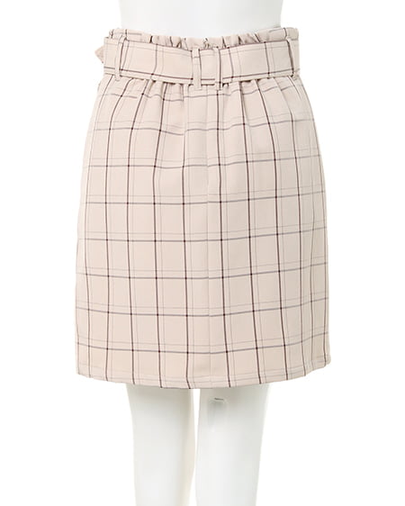 INGNI（イング） 柄切替チェック台形／スカート ﾍﾞｰｼﾞｭ