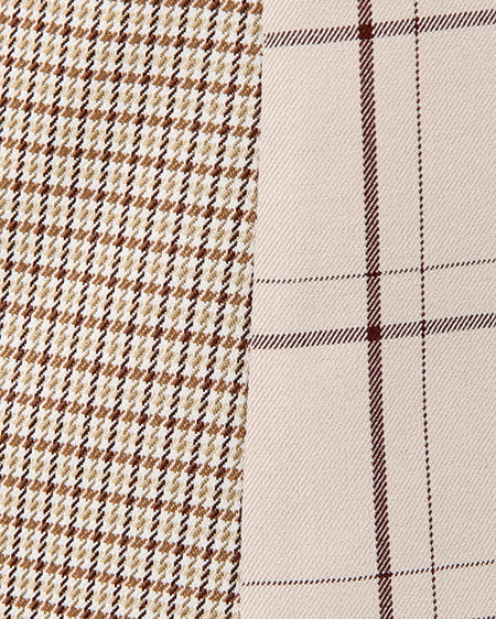 INGNI（イング） 柄切替チェック台形／スカート ﾍﾞｰｼﾞｭ