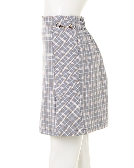 INGNI（イング） ビット付チェック柄台形／スカート ｸﾞﾚｰ/ﾁｪｯｸ