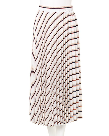 INGNI(イング) ストライププリーツ／スカート ｵﾌﾎﾜｲﾄ/ﾍﾞｰｼﾞｭ