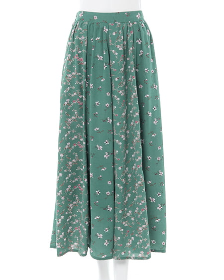 パネル切替花柄ギャザー／スカート