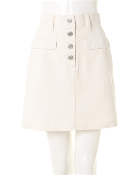 フラップ／ポケット前ボタン台形スカート
