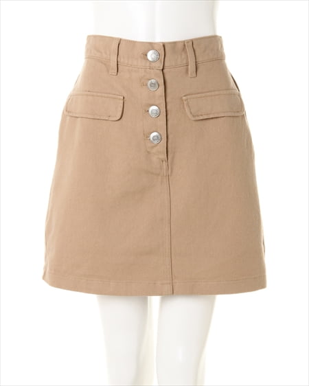 フラップ／ポケット前ボタン台形スカート