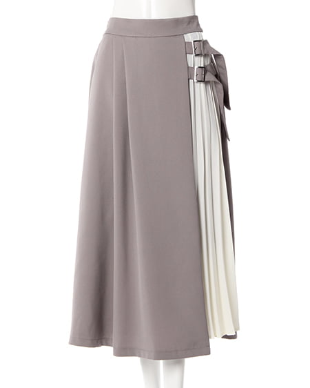 INGNI(イング) サイドベルトプリーツ切替/スカート グレー