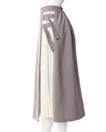 INGNI(イング) サイドベルトプリーツ切替/スカート グレー