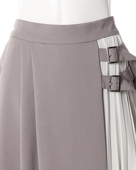 INGNI(イング) サイドベルトプリーツ切替/スカート グレー