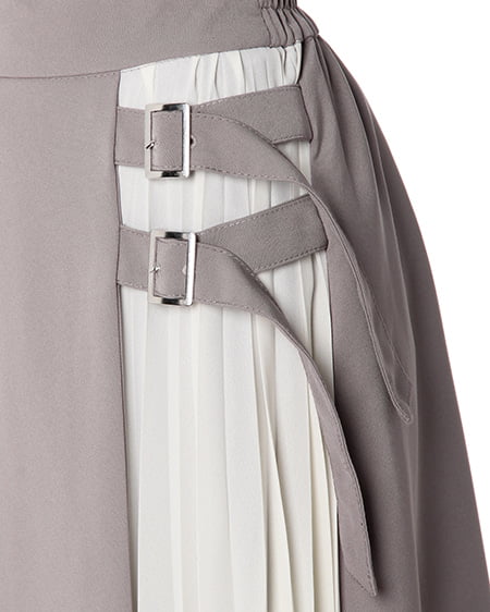 INGNI(イング) サイドベルトプリーツ切替/スカート グレー