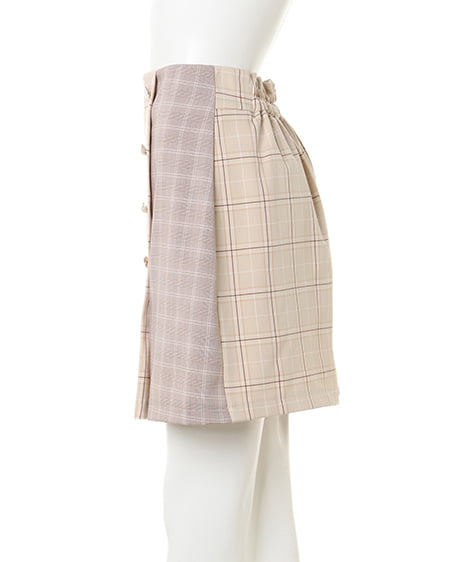 INGNI（イング） チェック切替いろいろボタン台形／スカート ﾍﾞｰｼﾞｭ/ﾁｪｯｸ