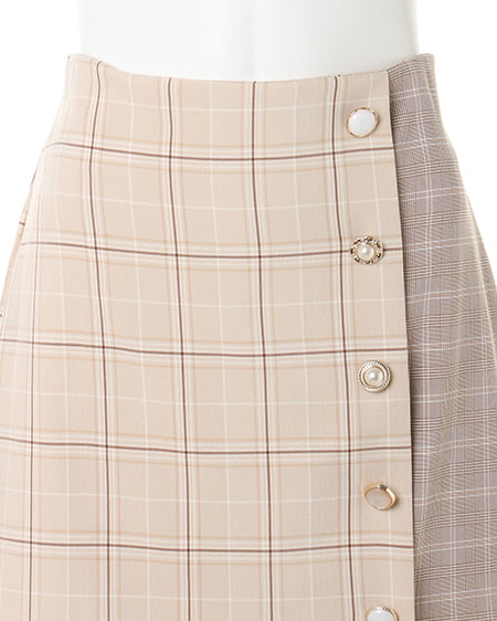 INGNI（イング） チェック切替いろいろボタン台形／スカート ﾍﾞｰｼﾞｭ/ﾁｪｯｸ