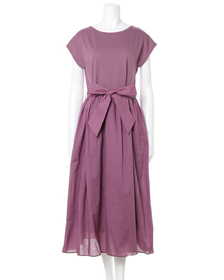 INGNI(イング) コットンギャザードッキング／ワンピース ﾊﾟｰﾌﾟﾙ