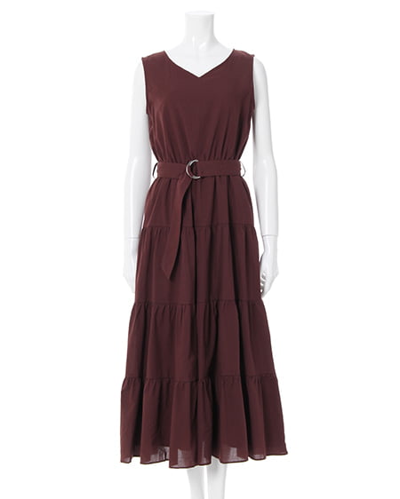 INGNI（イング） コットンボイルティアードノースリ／ワンピース ﾌﾞﾗｳﾝ